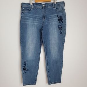 Embroidered Floral Jeans Size 18